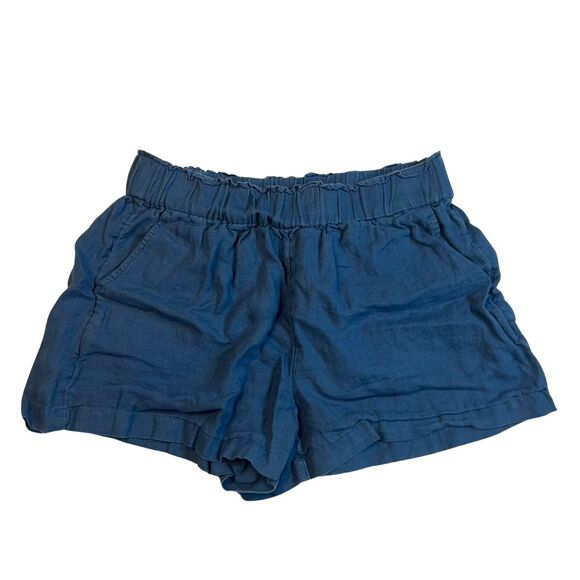 J Crew Shorts Womens Medium Blue Linen Elastic Waist Preppy Chino Boho Casual - Picture 7 of 16